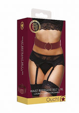 Ouch Halo Faux Leather Waist Belt L/XL Burgundy packaging featuring luxurious design and elegant colors.