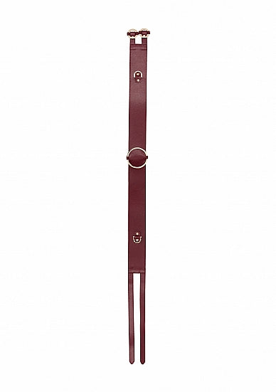 Ouch Halo Faux Leather Waist Belt L/XL Burgundy showcasing a luxurious burgundy tone and golden accents.