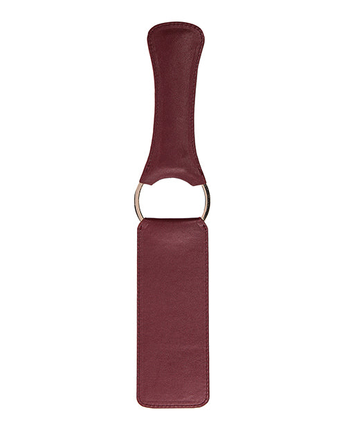 Shots Ouch Halo Paddle Burgundy with smooth PU leather and elegant golden accents for impact play.