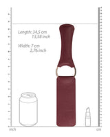 Shots Ouch Halo Paddle Burgundy dimensions: 34.5 cm long, 7 cm wide; featuring smooth PU leather and elegant design.