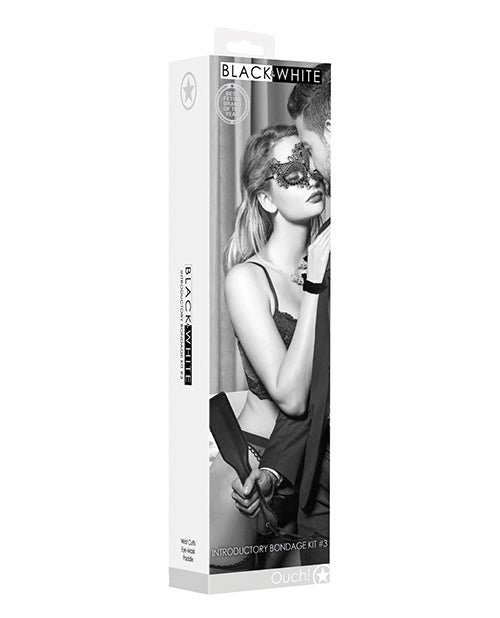 Ouch Black & White Introductory Bondage Kit 3 Black packaging featuring a seductive couple.