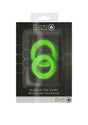 Glow 2pcs Cock Ring Set Glow In The Dark featuring two silicone rings in fluorescent green.