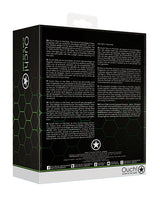 Shots Ouch Chest Bulldog Harness Glow in the Dark S M packaging back view with multilingual product details.