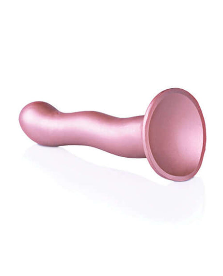 Shots Ouch 7 inch Curvy G-Spot Dildo Rose Gold in a sleek design, showcasing its soft silicone and curved shape.