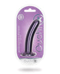 Shots Ouch 6 inch Smooth G-Spot Dildo Metallic Purple in packaging showcasing its sleek design and curved shape.