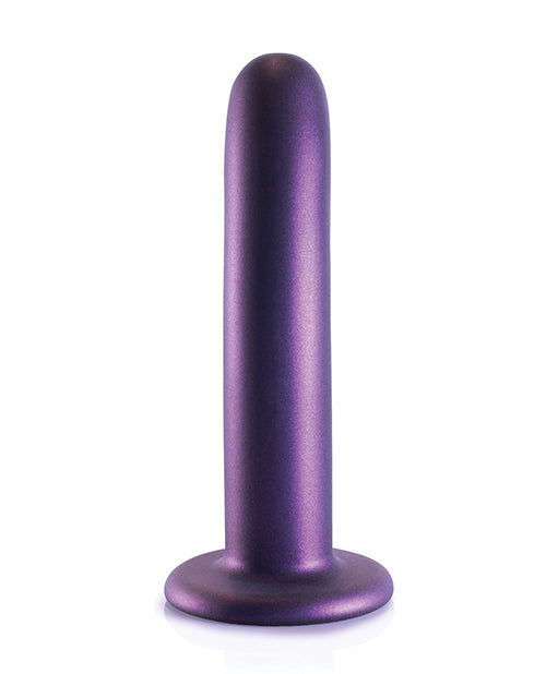 Shots Ouch 6 inch Smooth G-Spot Dildo Metallic Purple on a white background.