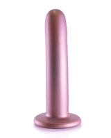 Shots Ouch 6 inch Smooth G-Spot Dildo Rose Gold standing upright with a sleek silicone finish.
