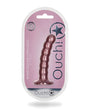 Shots Ouch 5 inch Beaded G-Spot Dildo Rose Gold in packaging, showcasing its beaded design and elegant color.