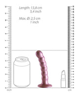 Images showing the measurements and dimensions of the Shots Ouch 5 inch Beaded G-Spot Dildo Rose Gold.