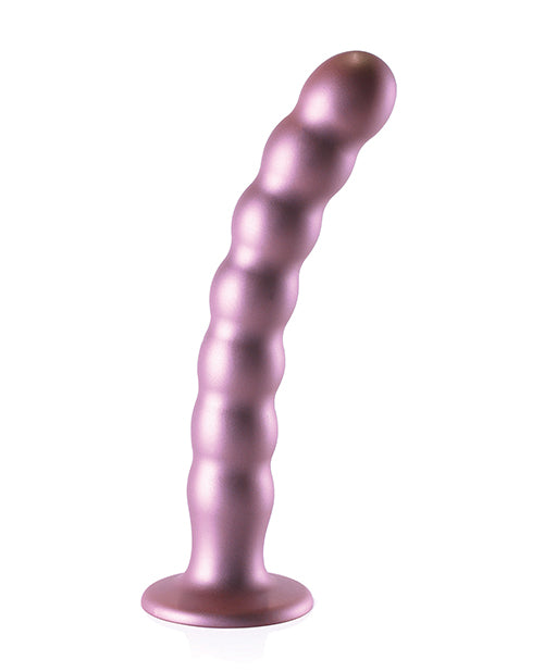 Shots Ouch 8 inch Beaded G-Spot Dildo Rose Gold - premium silicone with sleek design for pleasure.