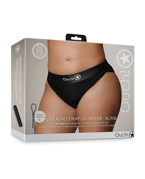 Shots Ouch Vibrating Strap On Hipster Black XL XXL