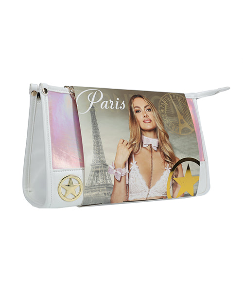 Ouch Paris Collection Bondage Kit with Bag Pink featuring a stylish handbag and elegant design elements.