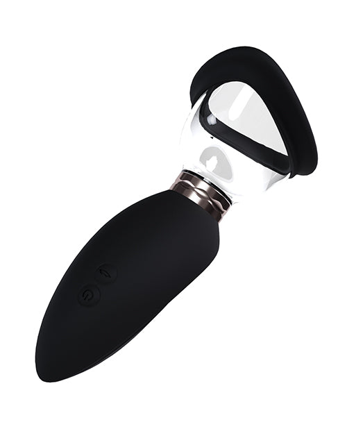Shots Pumped Arousing Clitoral Nipple Breast Pump Black for intimate use and sensual enhancement.