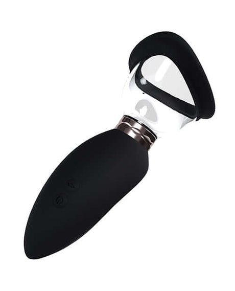 Shots Pumped Arousing Clitoral Nipple Breast Pump Black for intimate use and sensual enhancement.