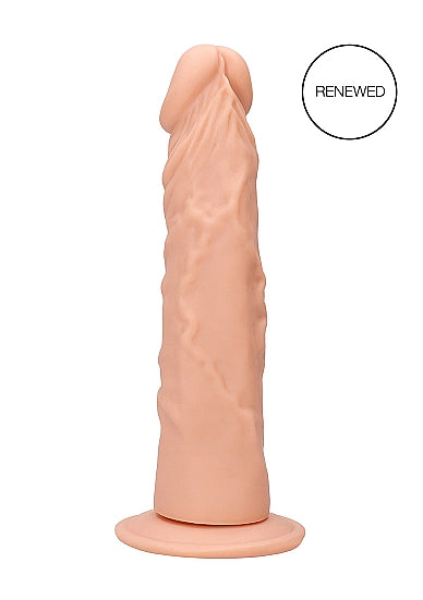RealRock 8 Inch Realistic Suction Cup Dildo Flesh with pronounced head and bulging veins, designed for ultimate satisfaction.