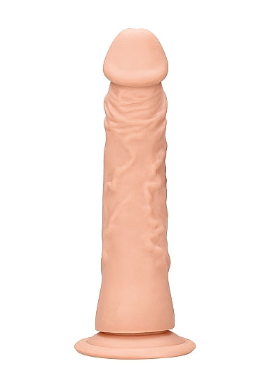 RealRock 8 Inch Realistic Suction Cup Dildo Flesh showcasing textured design and lifelike appearance.