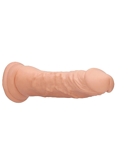 RealRock 8 Inch Realistic Suction Cup Dildo Flesh with pronounced head and bulging veins for realistic pleasure.