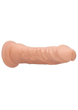 RealRock 8 Inch Realistic Suction Cup Dildo Flesh with pronounced head and bulging veins for realistic pleasure.