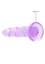 Realrock Non Realistic Dildo With Suction Cup 7 Inch Purple showing curved shape and suction base for versatile play.
