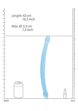 Realrock Non Realistic Double Dong 17 inch Blue dimensions and design details for versatile pleasure.