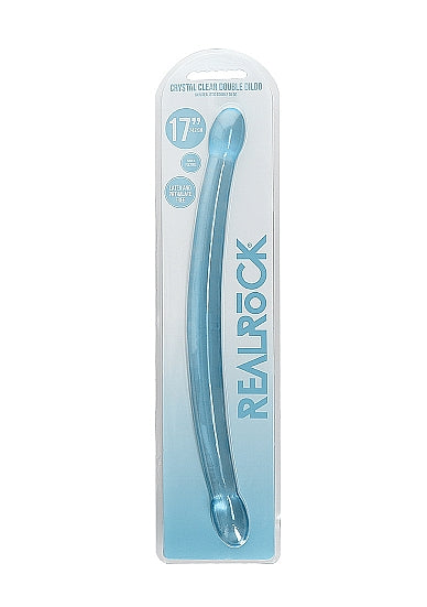 Realrock Non Realistic Double Dong 17 inch Blue in packaging, designed for versatile double-ended pleasure.
