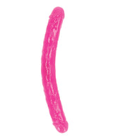 RealRock 15 inch Double Dong Glow in the Dark Neon Pink, double-ended dildo for versatile and illuminated play.