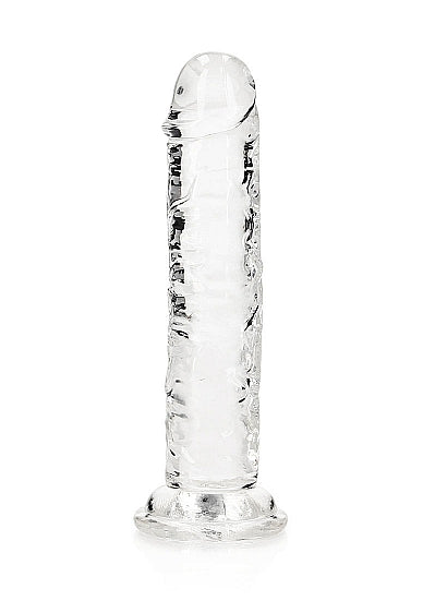 Realrock Straight Realistic 7 inch Dildo Transparent in crystal-clear finish with lifelike contours.
