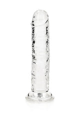Realrock Straight Realistic 7 inch Dildo Transparent in crystal-clear finish with lifelike contours.