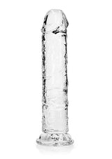 Realrock Straight Realistic 8 Inch Dildo Transparent for versatile solo or partnered play, featuring a lifelike shape.