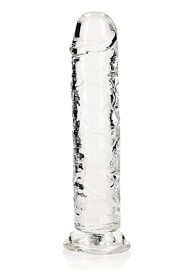 Realrock Straight Realistic 8 Inch Dildo Transparent in crystal-clear style for versatile pleasure.