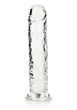Realrock Straight Realistic 8 Inch Dildo Transparent in crystal-clear style for versatile pleasure.