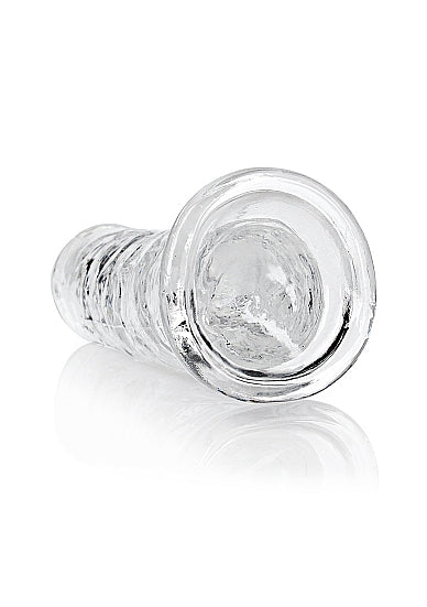 Realrock Straight Realistic 8 Inch Dildo Transparent showcasing its crystal-clear design and lifelike shape.