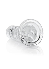 Realrock Straight Realistic 8 Inch Dildo Transparent showcasing its crystal-clear design and lifelike shape.