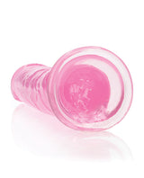 RealRock Crystal Clear 9 Inch Dildo Suction Cup Pink showing translucent design and lifelike texture.