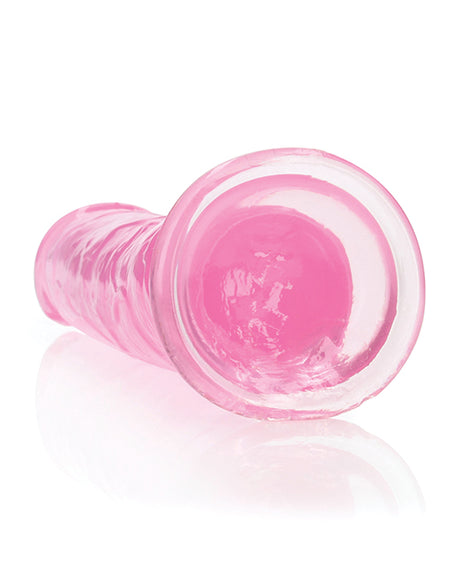RealRock Crystal Clear 9 Inch Dildo Suction Cup Pink showing translucent design and lifelike texture.
