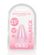 Shots RealRock Crystal Clear 3.5 inch Anal Plug Pink packaging showing the 3.5 inch anal plug design.