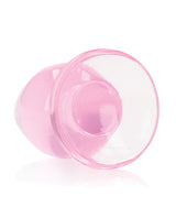 Shots RealRock Crystal Clear 3.5 inch Anal Plug Pink displayed with smooth tapered design in a translucent pink finish.