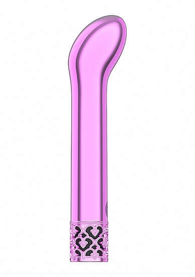 Royal Gems Jewel G-Spot Vibrator Pink with jewel-inspired finish and gently curved tip for targeted stimulation.