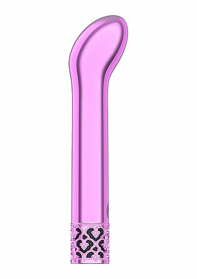Royal Gems Jewel G-Spot Vibrator Pink with jewel-inspired finish and gently curved tip for targeted stimulation.