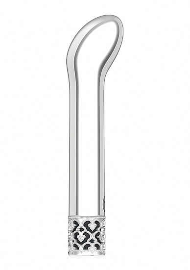 Royal Gems Jewel G-spot Vibe Silver with a sleek metallic finish and elegantly curved tip for targeted pleasure.