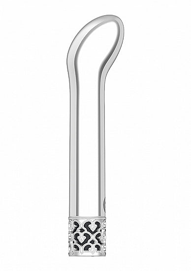 Royal Gems Jewel G-spot Vibe Silver with a sleek metallic finish and elegantly curved tip for targeted pleasure.