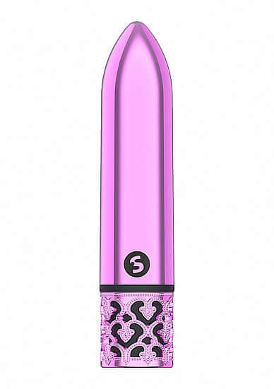 Royal Gems Glamour Pink ABS Bullet Vibrator in metallic pink with elegant design.