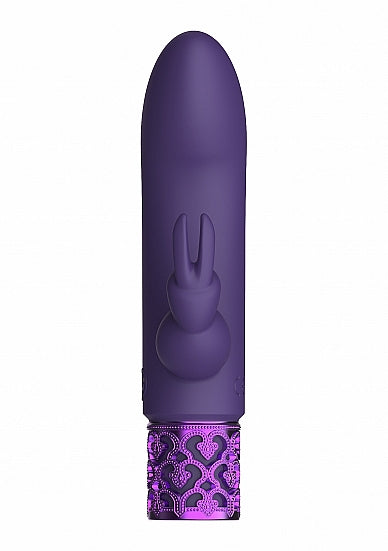 Royal Gems Dazzling Purple Rechargeable Silicone Bullet with rabbit design and luxurious purple finish