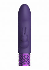 Royal Gems Dazzling Purple Rechargeable Silicone Bullet with rabbit design and luxurious purple finish