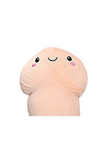 S-Line 35 Inch Penis Plushie Flesh Stuffed Toy smiling face detail, perfect for humor and comfort.