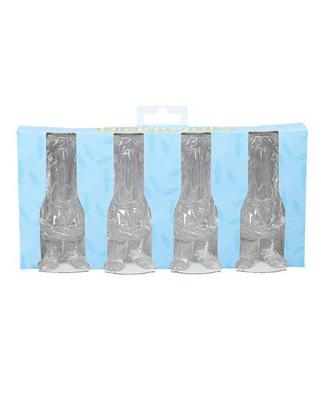 S-Line The Dickheads Groom Tall Shot Glass Clear set of four in packaging for humorous bachelor or bachelorette parties.