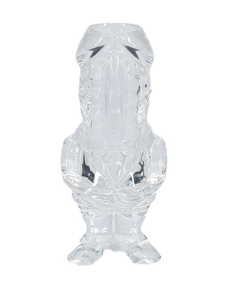 S-Line The Dickheads Groom Tall Shot Glass Clear shaped like a humorous dinosaur for bachelor or bachelorette celebrations.