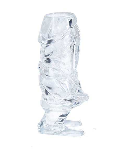S-Line The Dickheads Groom Tall Shot Glass Clear displayed side view, perfect for humorous bachelor celebrations.