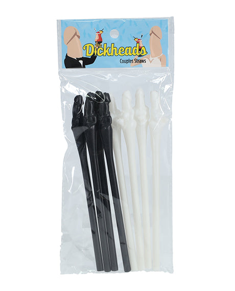 Shots The Dickheads Couples Straws Black White pack with black and white novelty straws for fun parties.