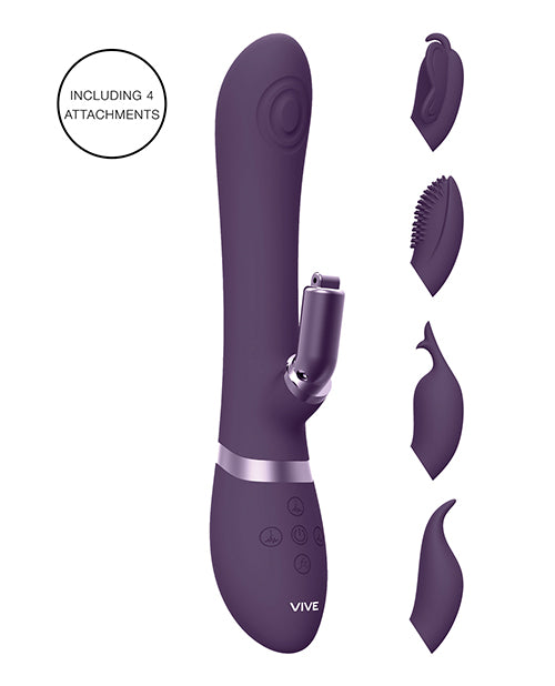 Vive Etsu Pulse G-Spot Rabbit Vibrator Purple with attachments for customizable dual stimulation.